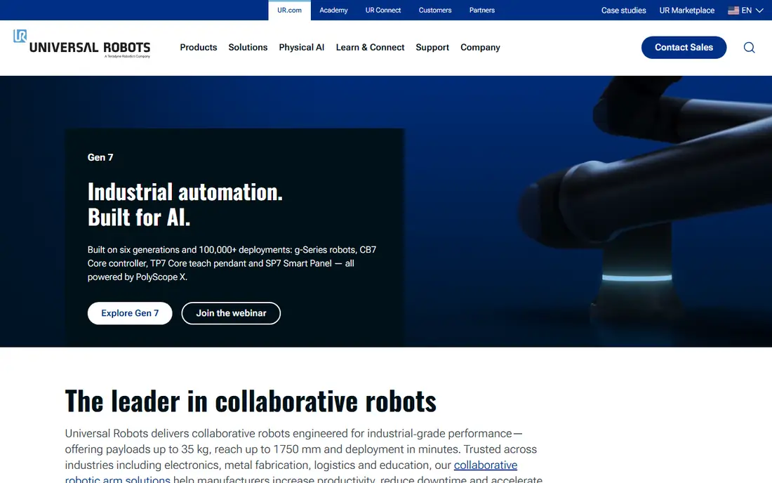 Universal Robots homepage