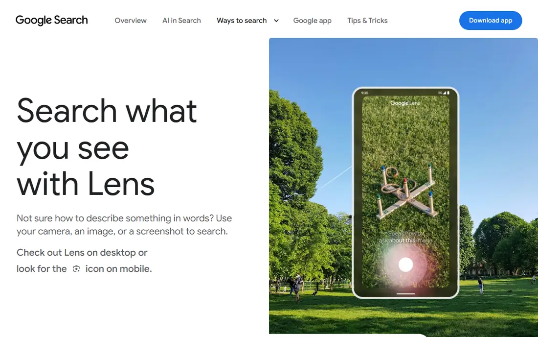 Google Lens homepage
