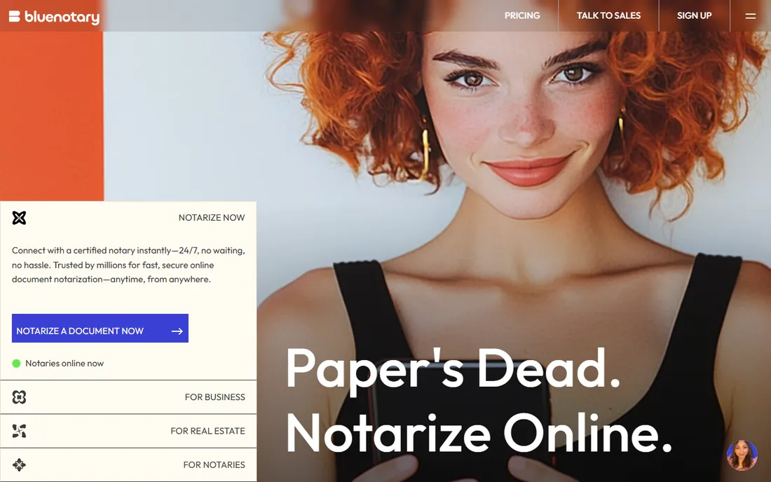 BlueNotary homepage