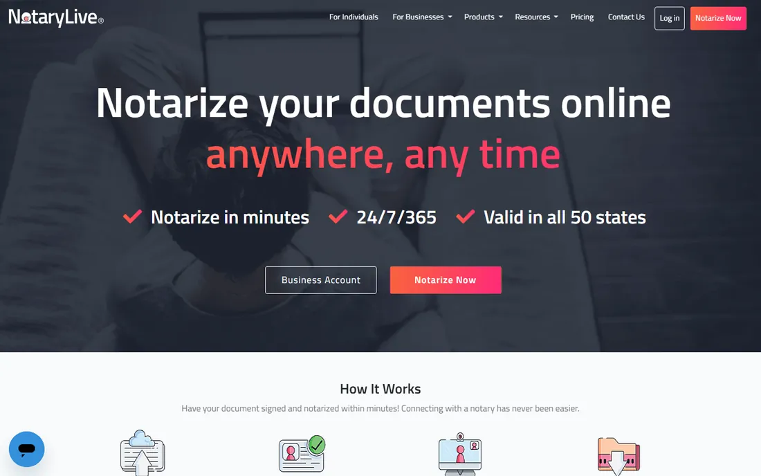 NotaryLive homepage