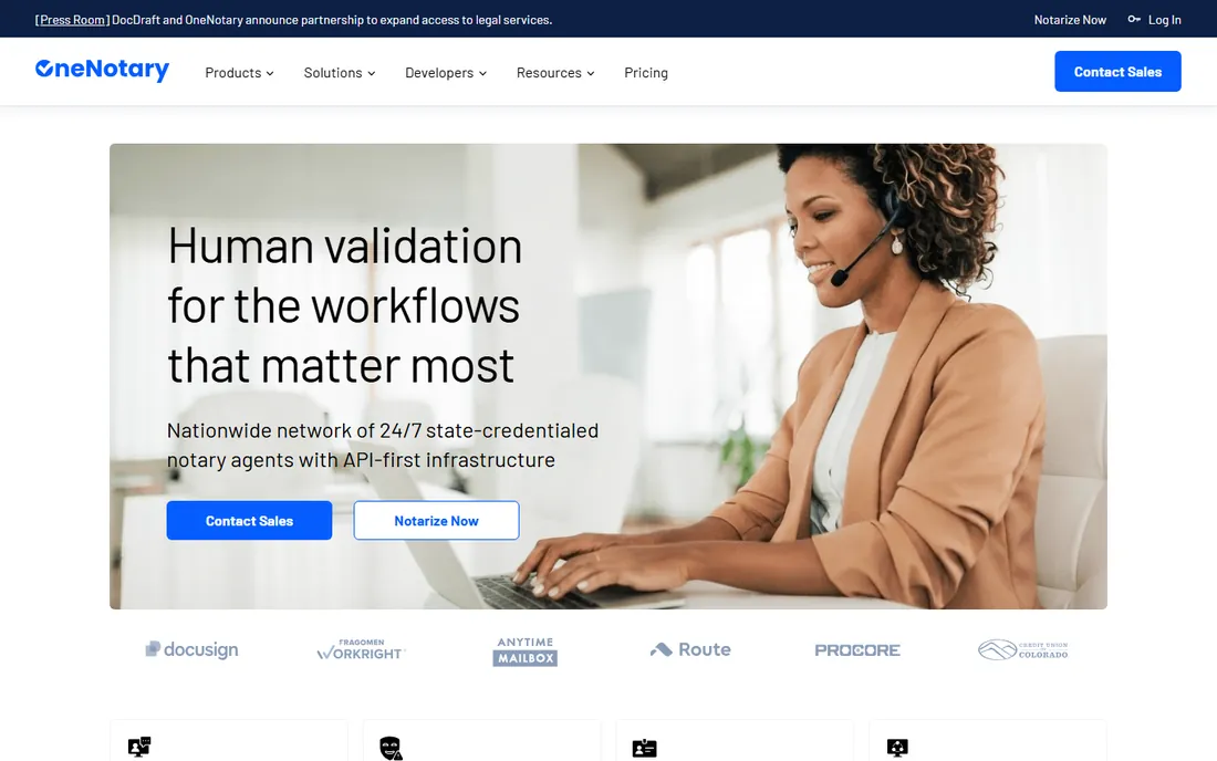 OneNotary homepage