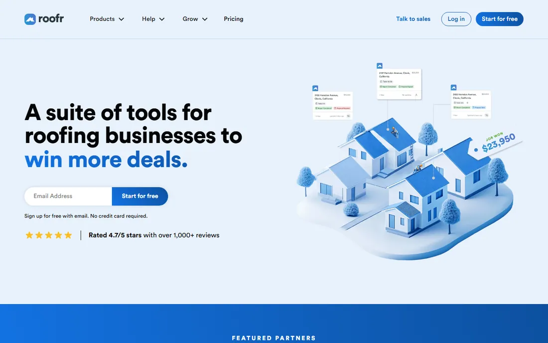 Roofr homepage