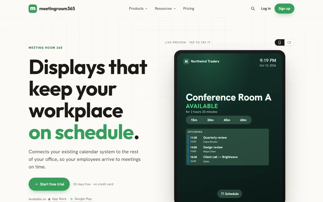 Meeting Room 365 homepage