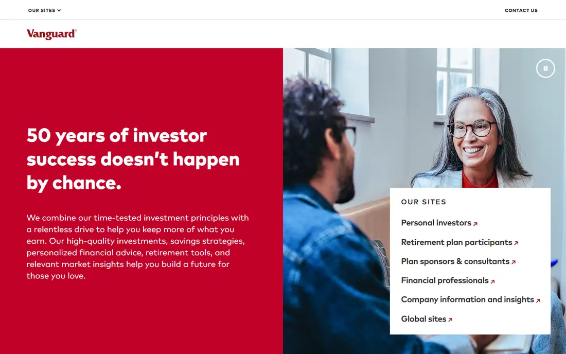 Vanguard homepage