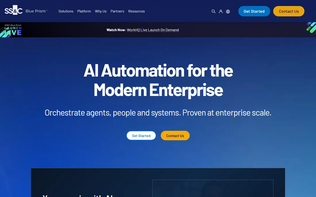 SS&C Blue Prism homepage
