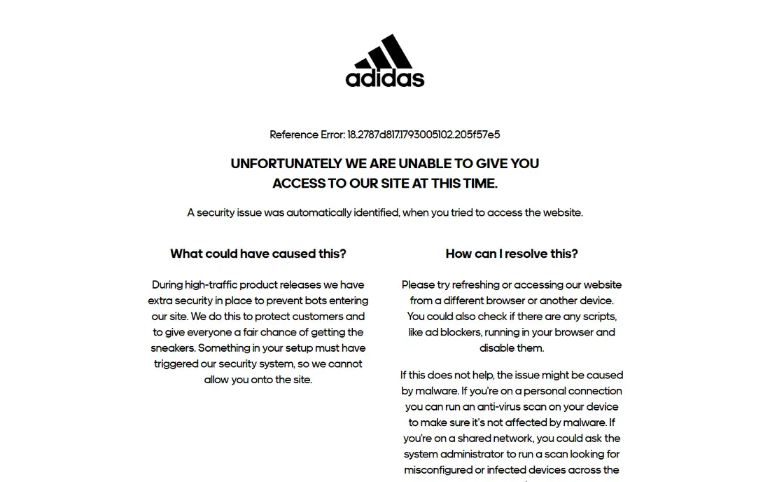 adidas Running homepage