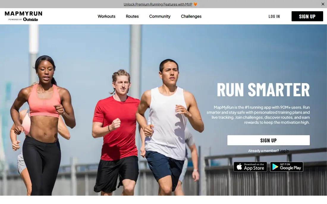 MapMyRun homepage