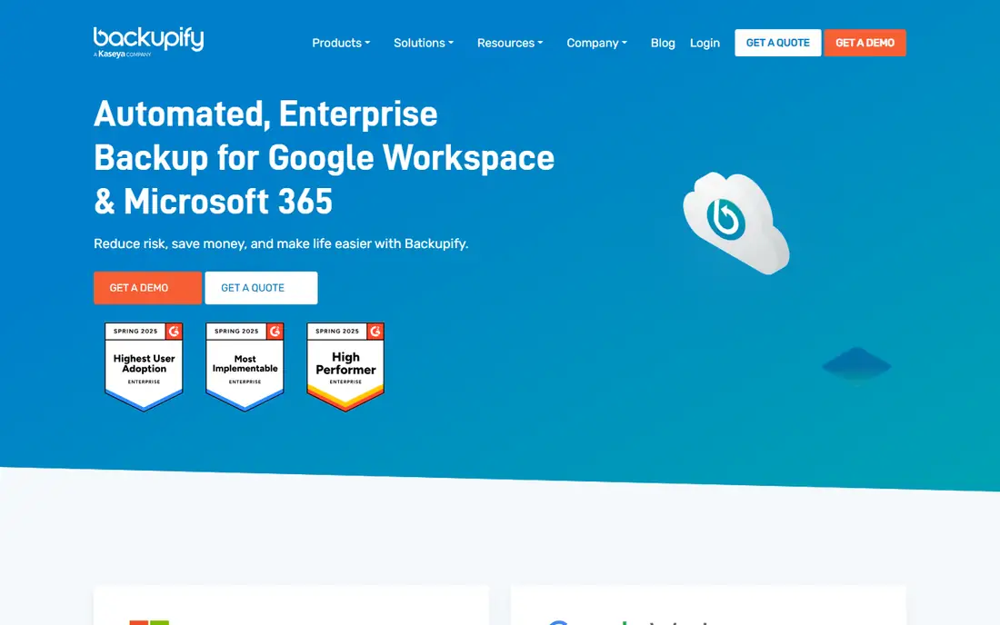 Backupify homepage