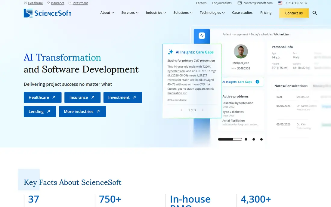 ScienceSoft homepage