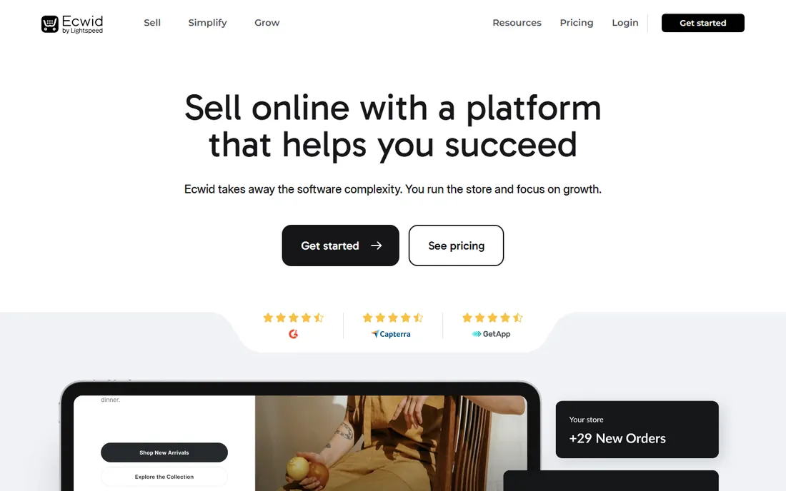 Ecwid homepage