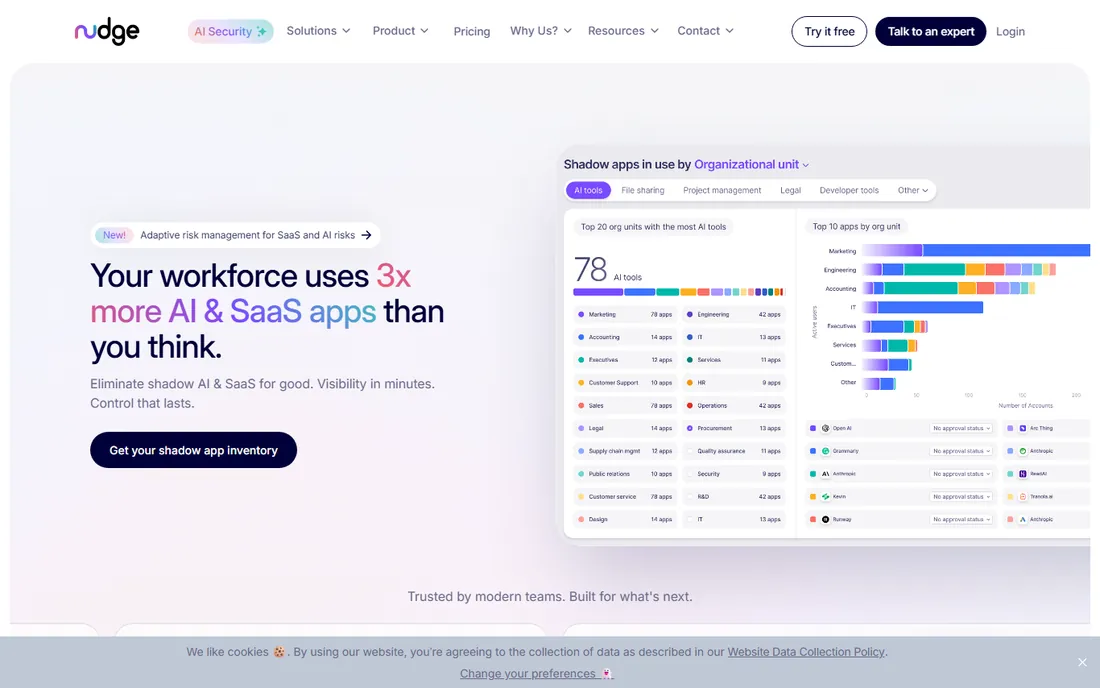 Nudge Security homepage