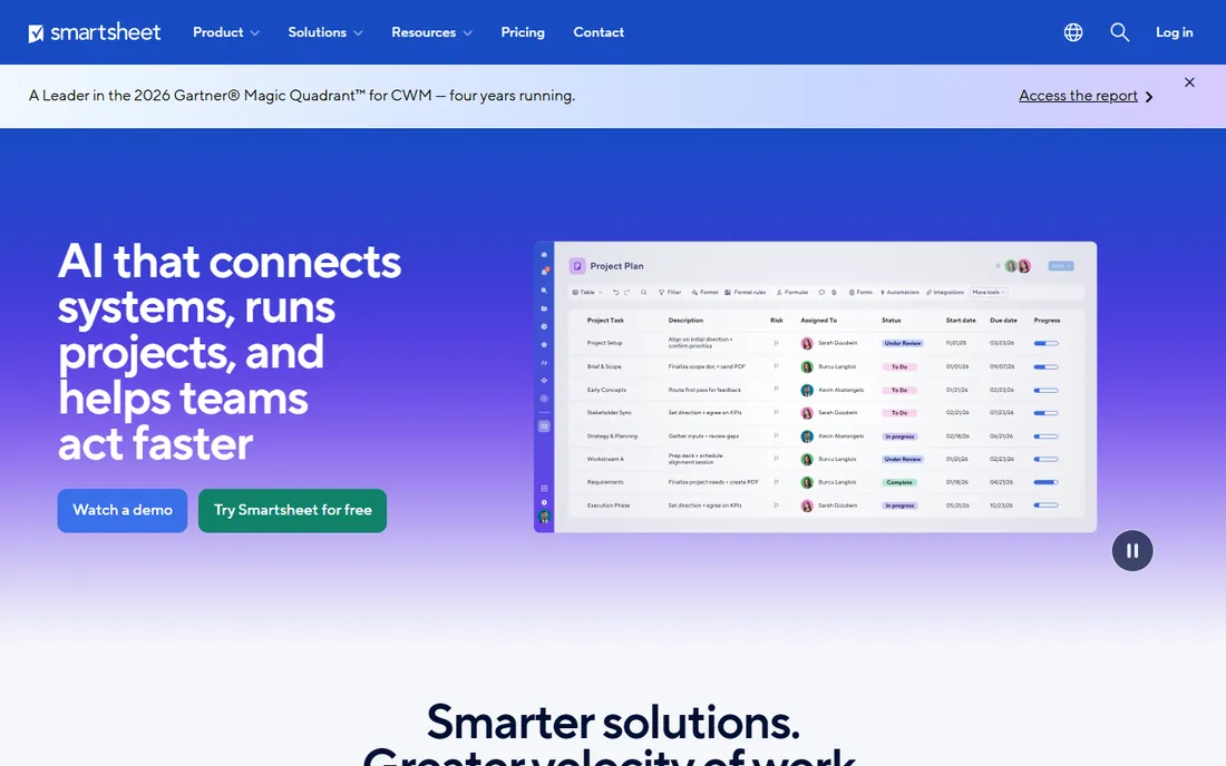 Smartsheet homepage