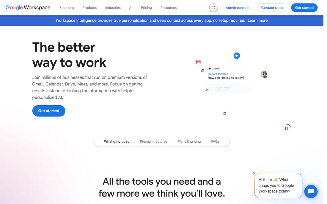Google Workspace homepage