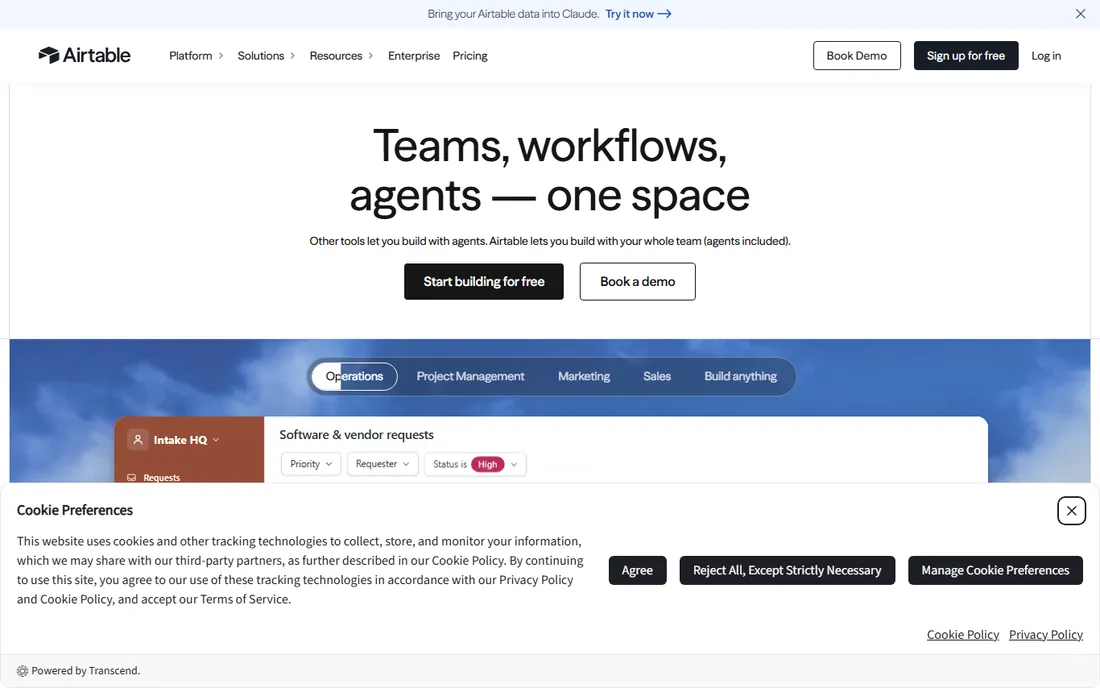 Airtable homepage