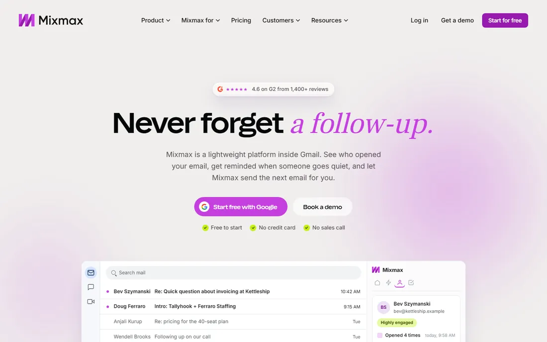 Mixmax homepage