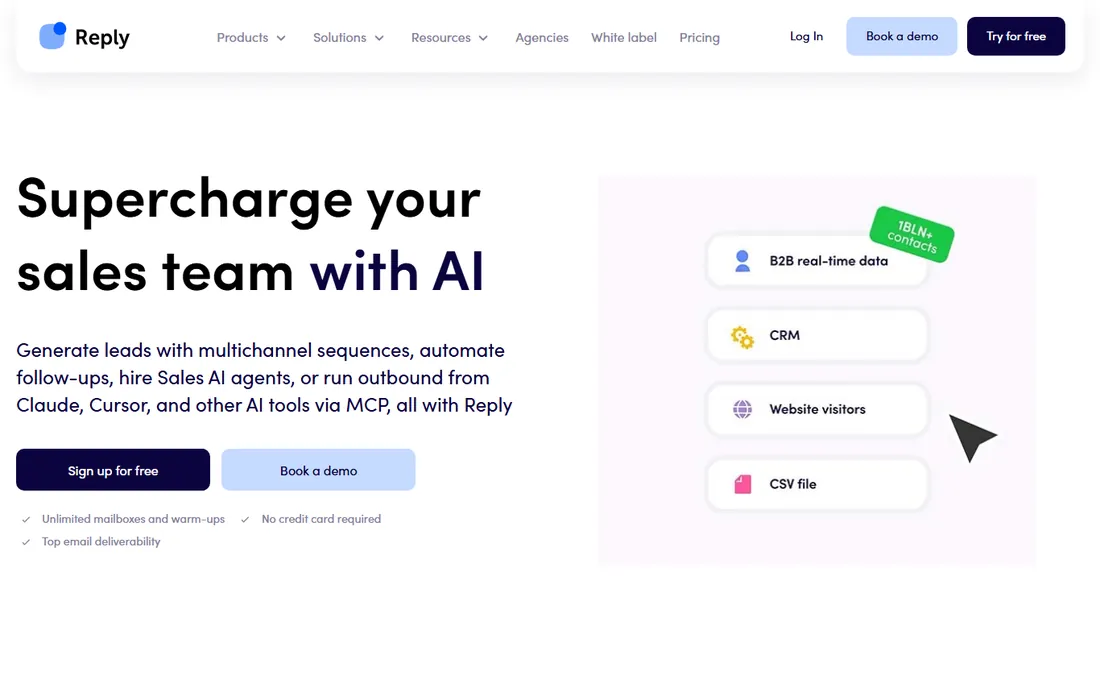 Reply.io homepage