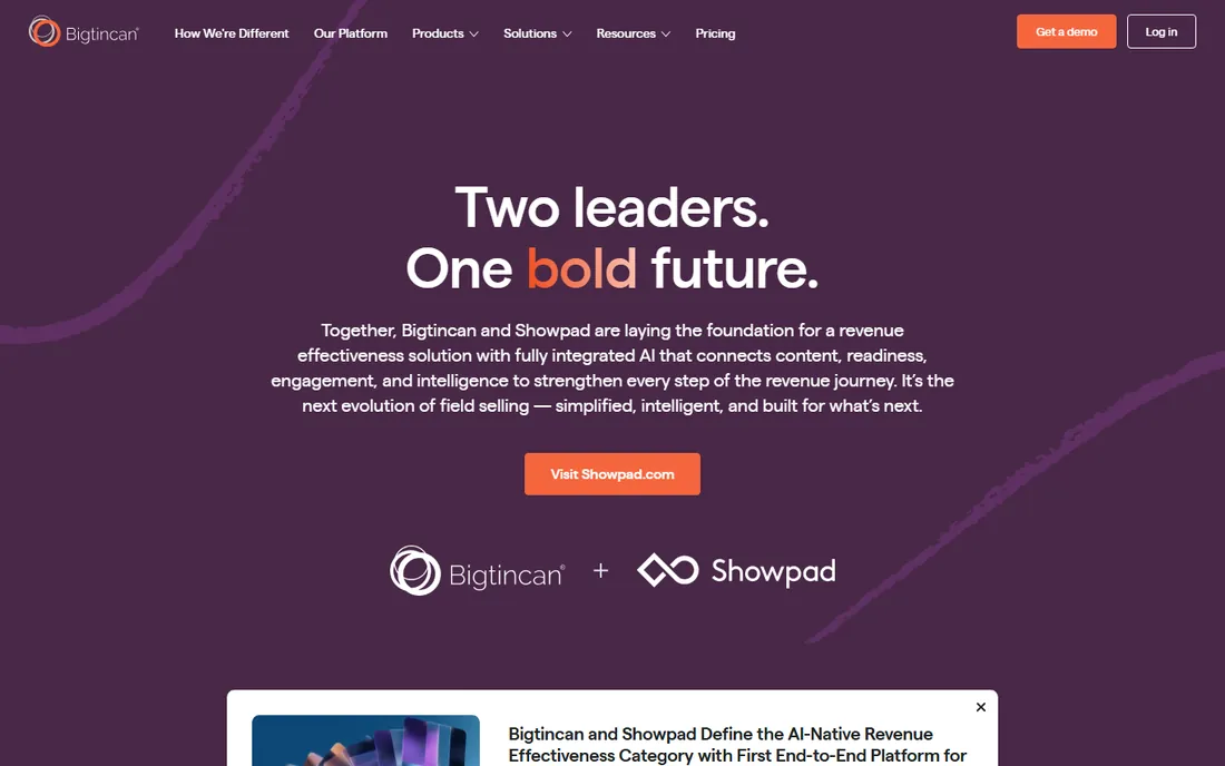 Bigtincan homepage