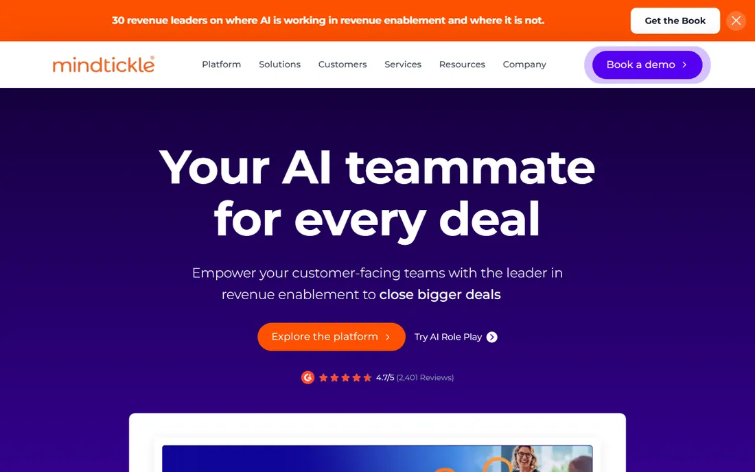 Mindtickle homepage