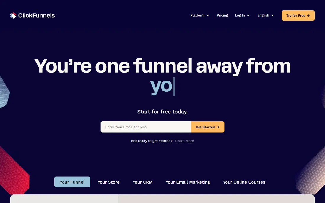 ClickFunnels homepage