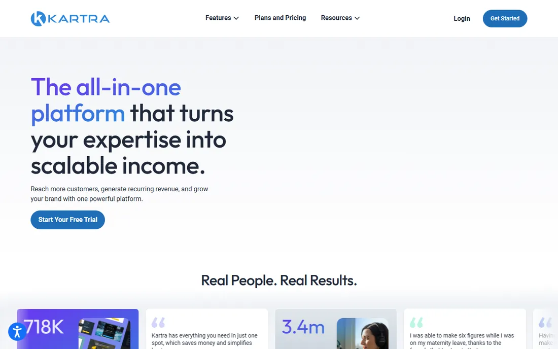 Kartra homepage