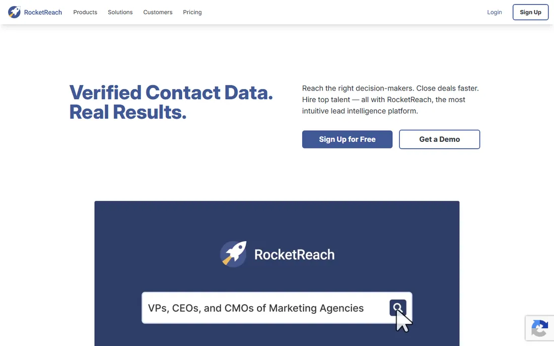 RocketReach homepage