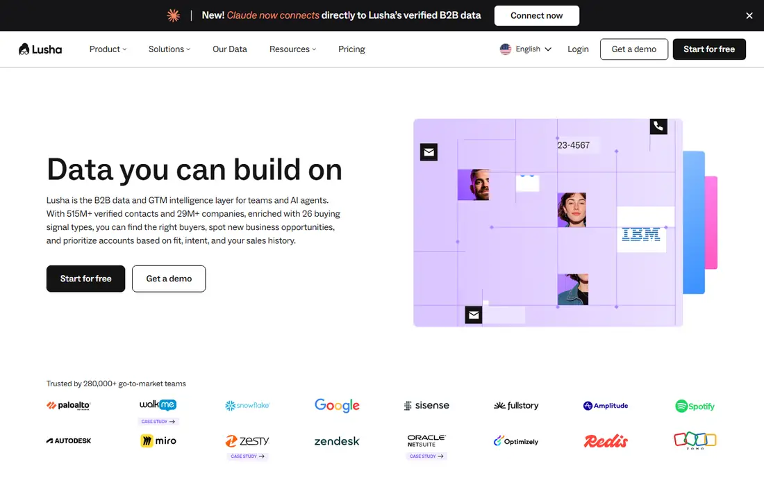 Lusha homepage