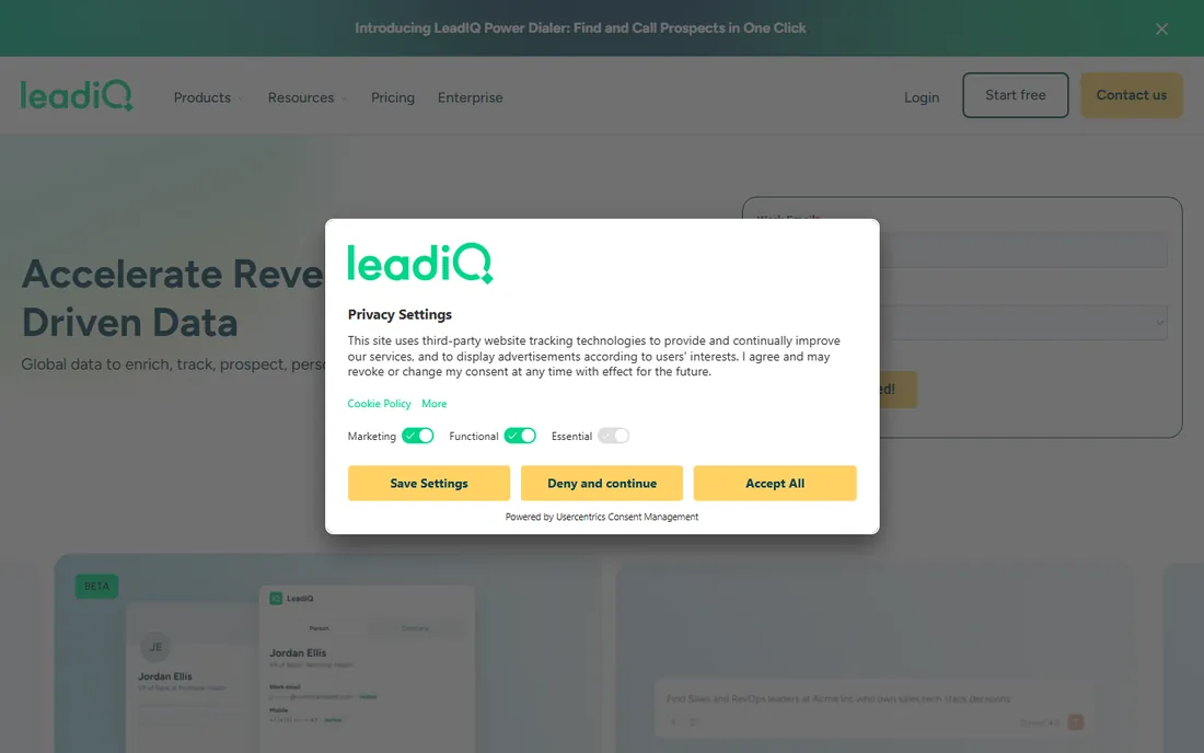 LeadIQ homepage