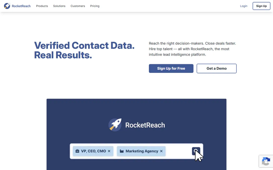 RocketReach homepage
