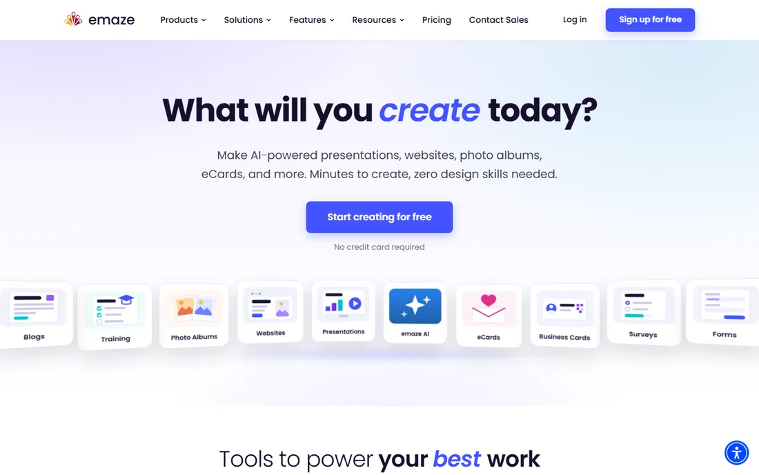 Emaze homepage