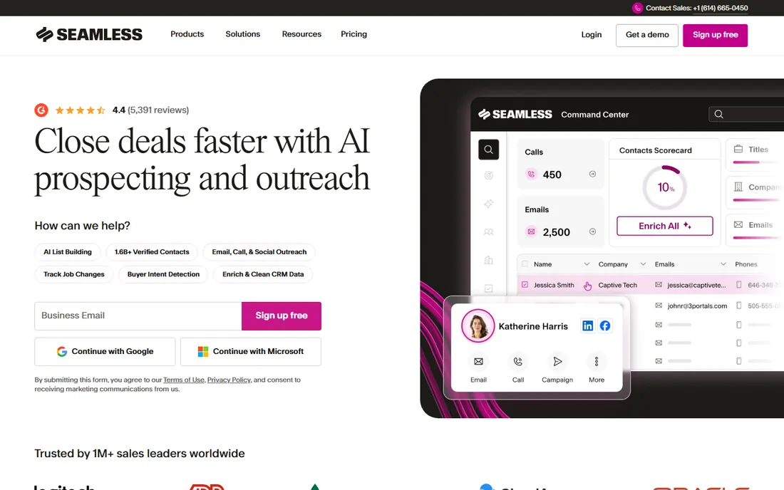 Seamless.AI homepage