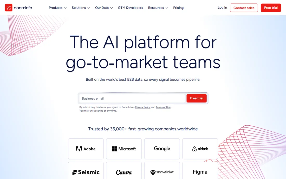 ZoomInfo homepage