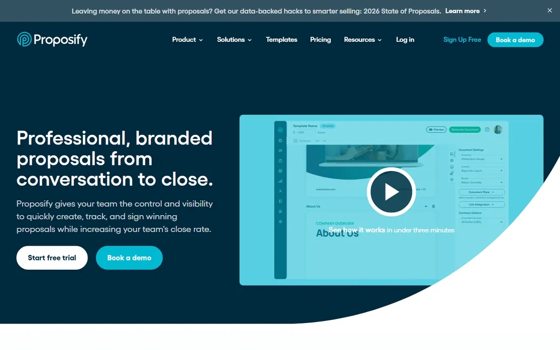 Proposify homepage