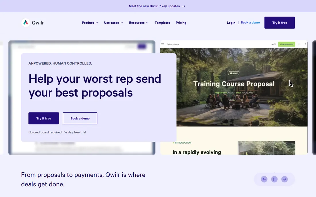 Qwilr homepage