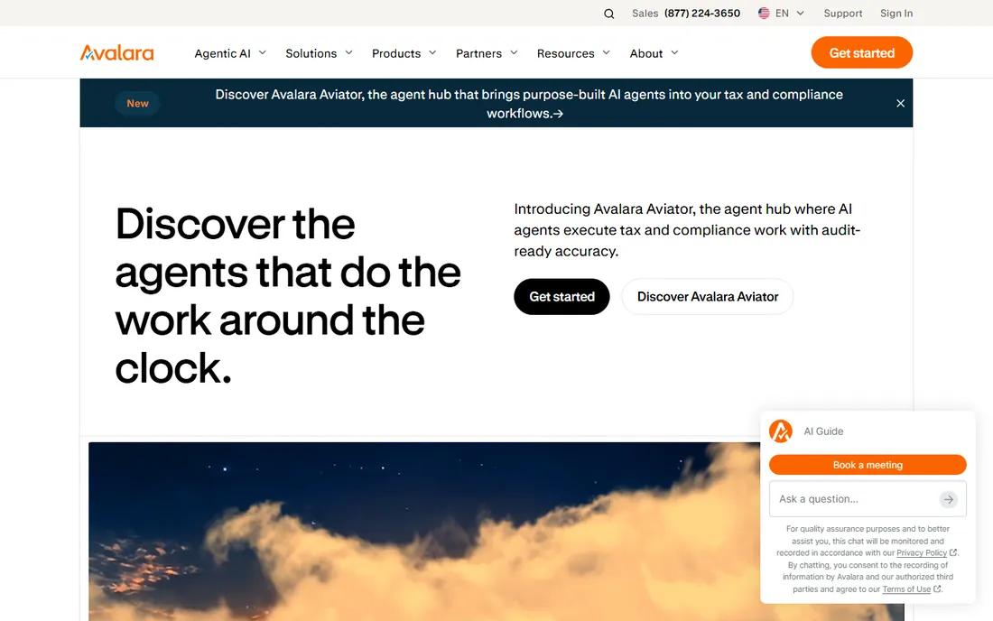 Avalara homepage