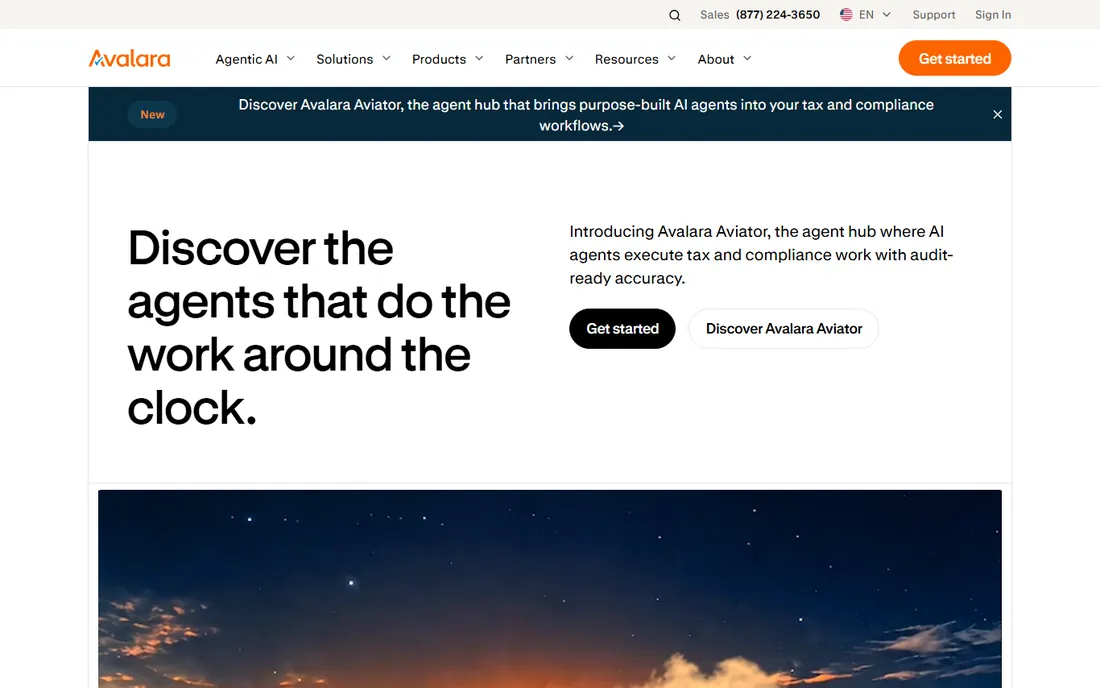 Avalara AvaTax homepage