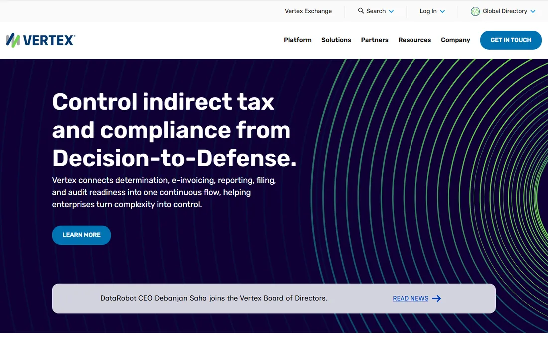 Vertex homepage