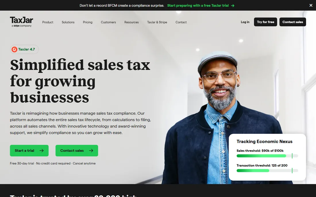 TaxJar homepage
