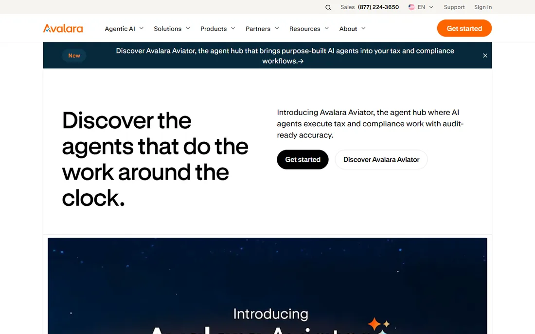 Avalara AvaTax homepage