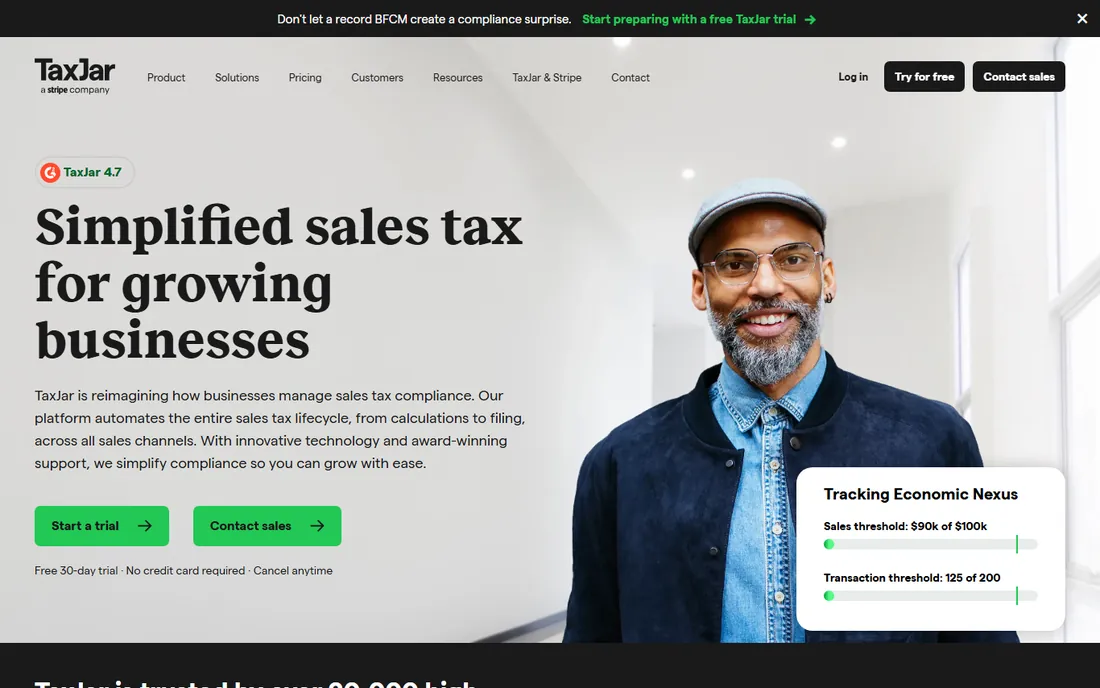 TaxJar homepage