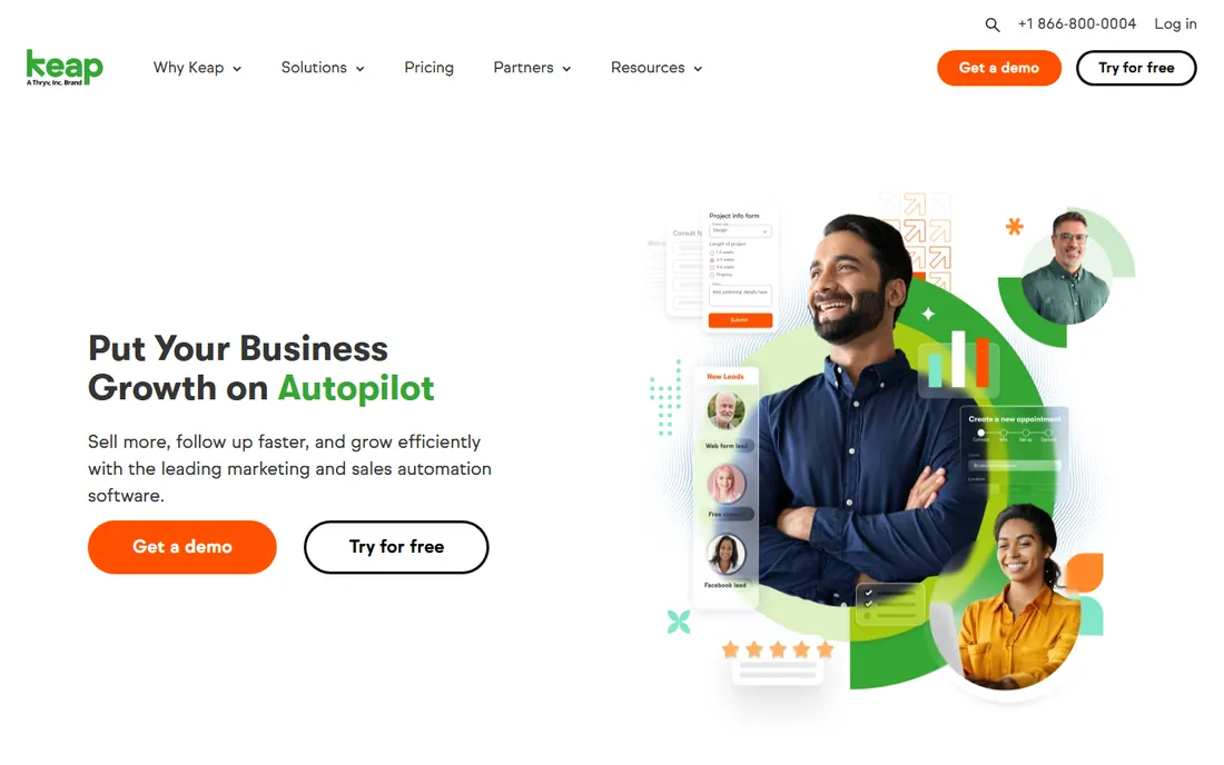 Keap homepage