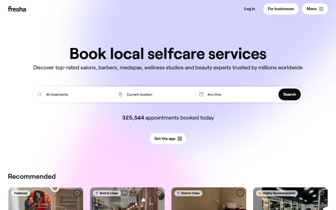 Fresha homepage