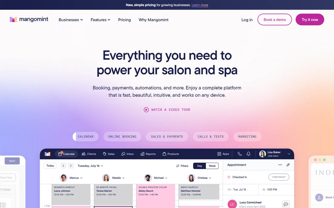 Mangomint homepage