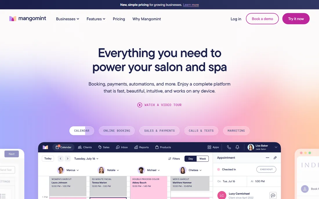 Mangomint homepage