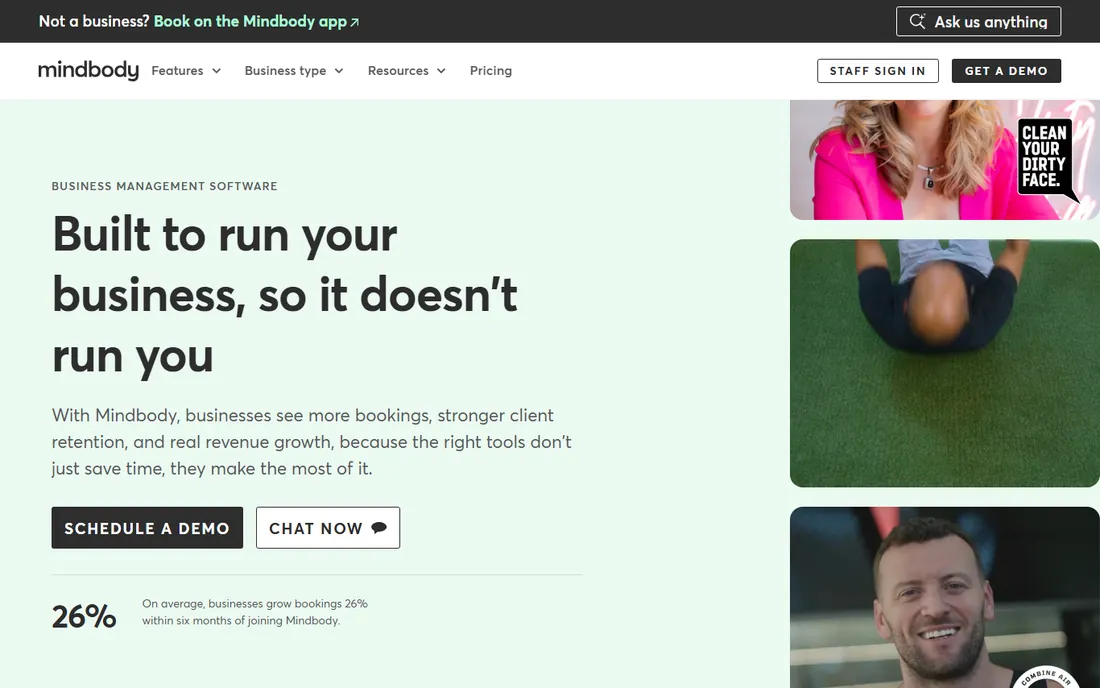 Mindbody homepage