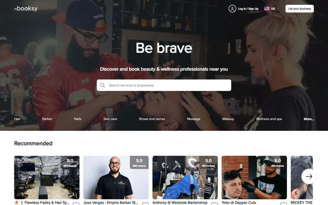 Booksy homepage