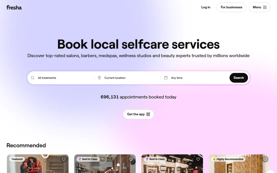 Fresha homepage