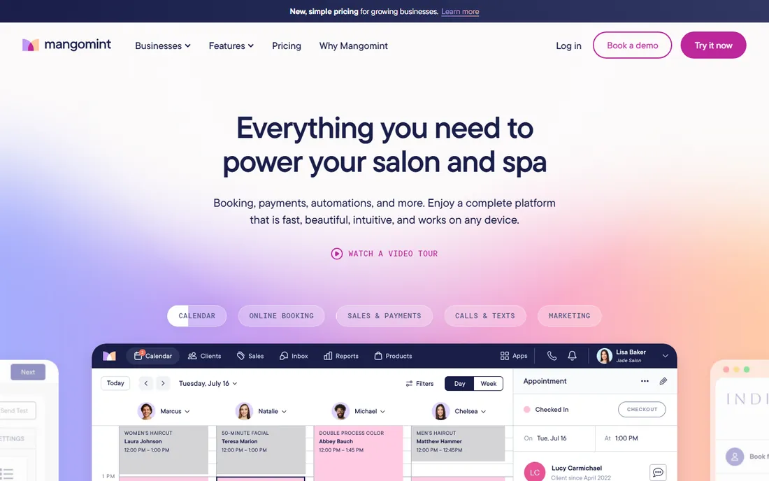 Mangomint homepage