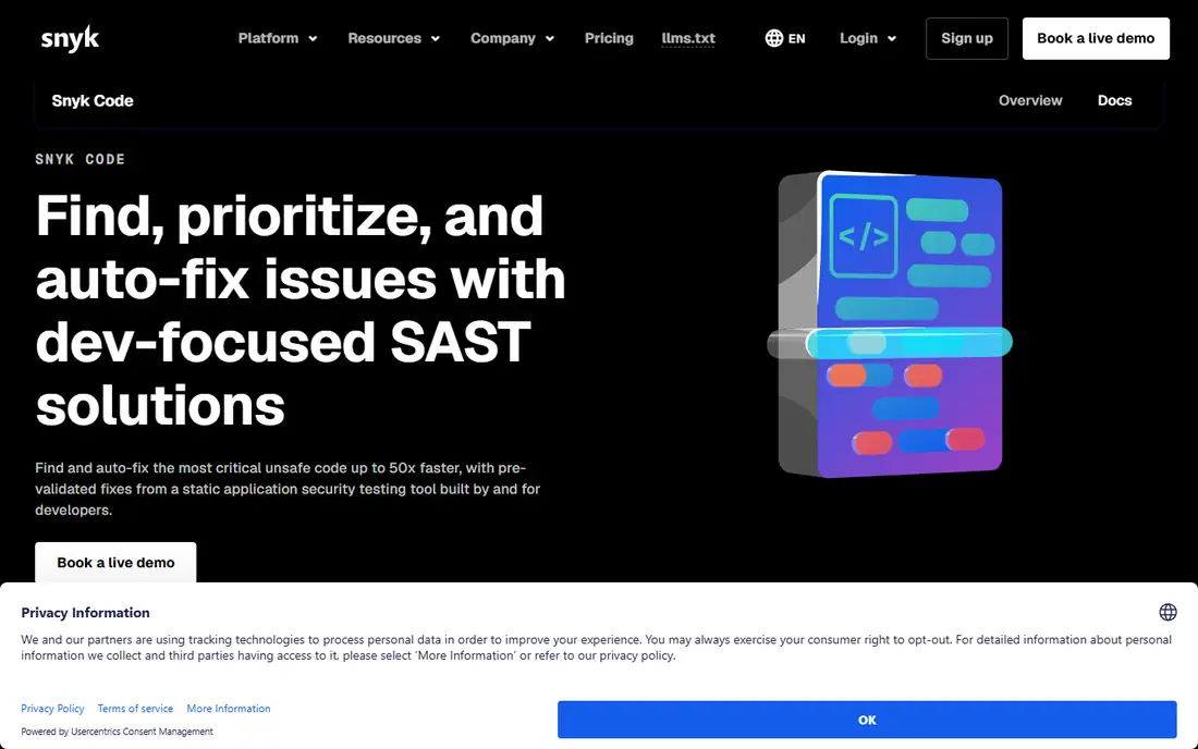 Snyk Code homepage
