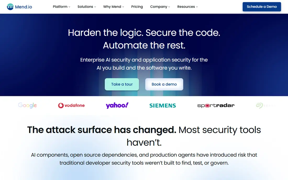 Mend homepage