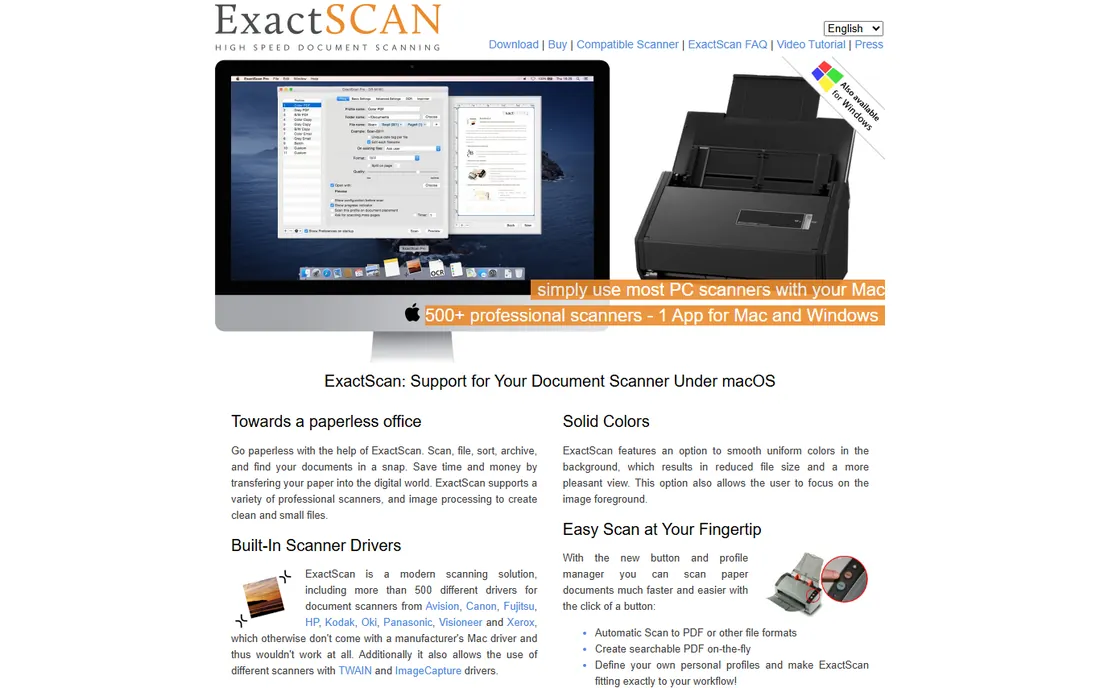 ExactScan homepage